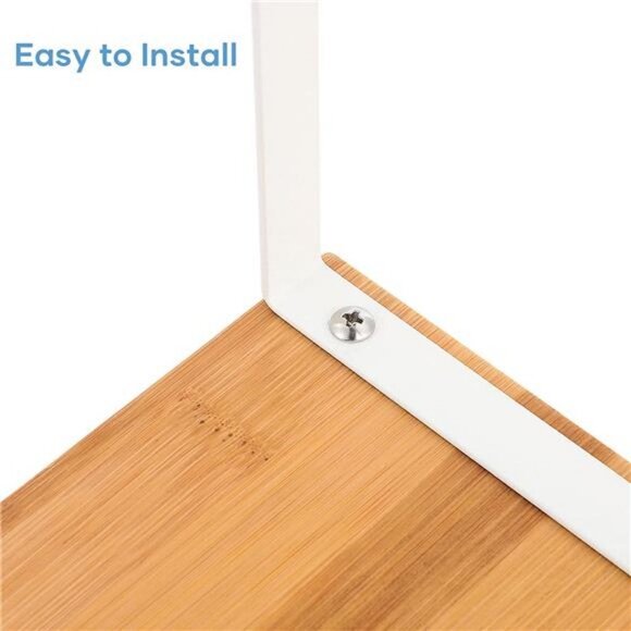 Bamboo Kitchen Cabinet and Counter Shelf Organizer, Set of 4 White and Natural - Picture 6 of 6